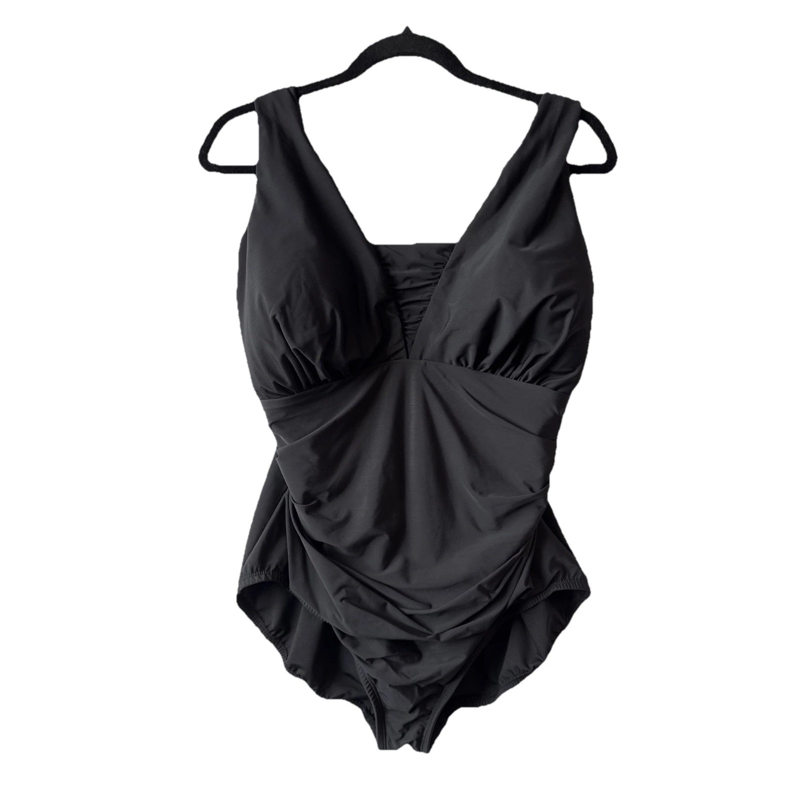 Lands' End Grecian Slendersuit Swimsuit 16w Padded Bra Ruched Tummy Flattering